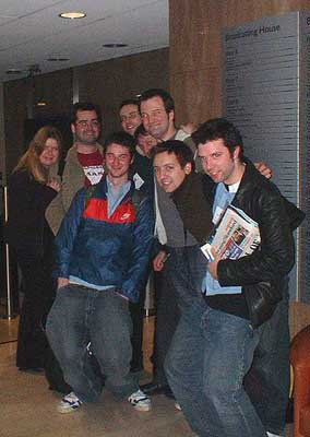 After the singing, the RELIEF - Cathy, me, Thomas, Tom, Pauly, James, Paul, and Paul